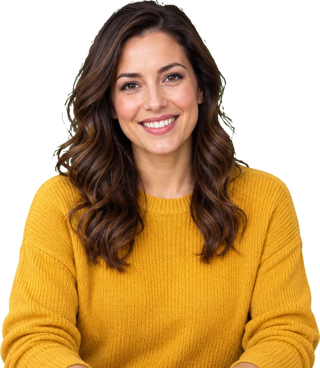 A smiling woman on a video call with a MeetBG Halloween background